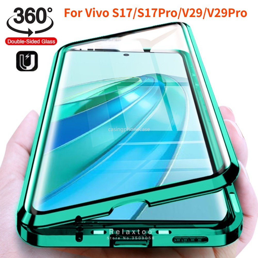เคสโทรศัพท์มือถือแบบแข็ง กระจกแม่เหล็ก สองด้าน กันกระแทก สําหรับ Vivo S17 V29 Pro S17Pro V29Pro 2024