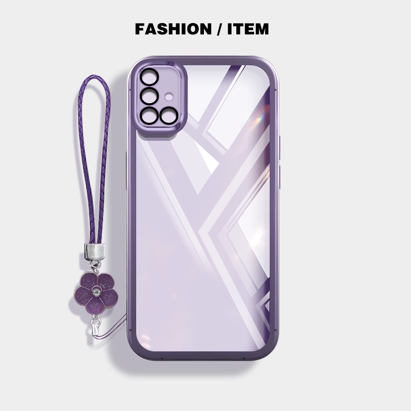 เคส Samsung Galaxy A31 A51 A71 4G ใส กันกระแทก ซิลิโคนนิ่ม เคสโทรศัพท์ พร้อมเชือกแขวน ดอกไม้