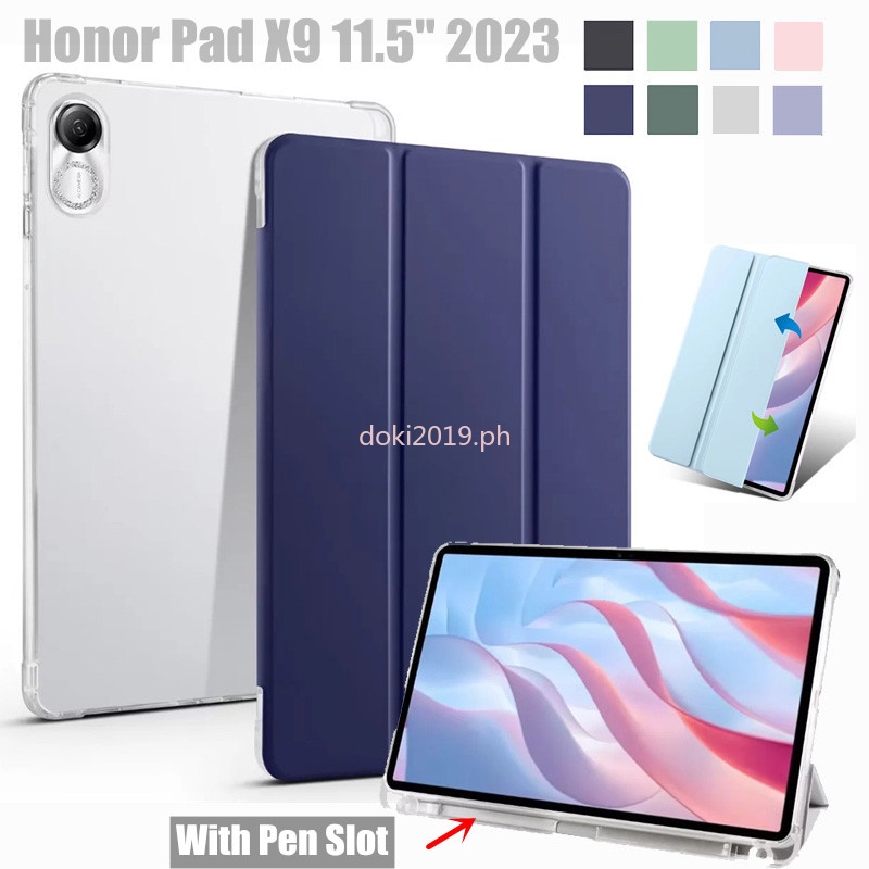 Huawei Honor Pad X9 11.5 เคส 2023 พร ้ อมที ่ ใส ่ ปากกา Trifold PU หนังนุ ่ มกลับขาตั ้ งสมาร ์ ทแท ็ บเล ็ ตสําหรับ Honor Pad X8 Pro กรณี