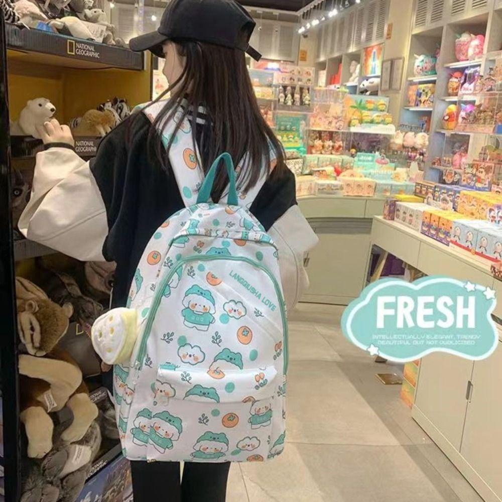 Tonfashion กระเป๋าเป้สะพายหลัง กระเป๋านักเรียน ผ้าไนล่อน ลายการ์ตูน ความจุขนาดใหญ่ สําหรับนักเรียน
