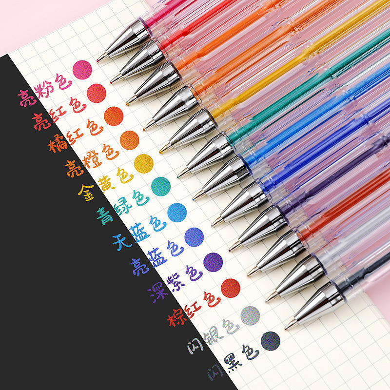 ปากกาเจลไฮไลท์ เครื่องเขียน 12 สี WJ519
