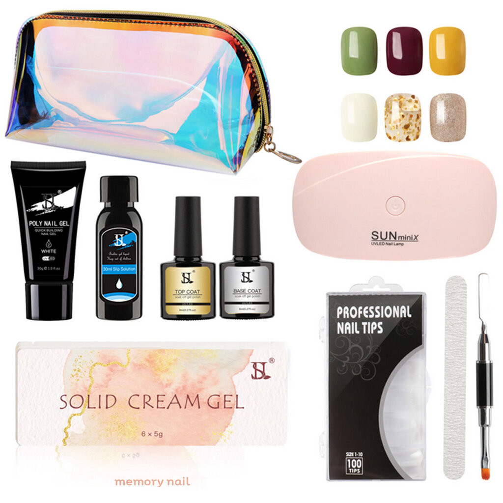 (ซองสีรุ้ง) ชุดต่อเล็บโพลี่เจล แบบจัดเซ็ต HS Poly Extension Gel Solid Pudding Gel Polish Set