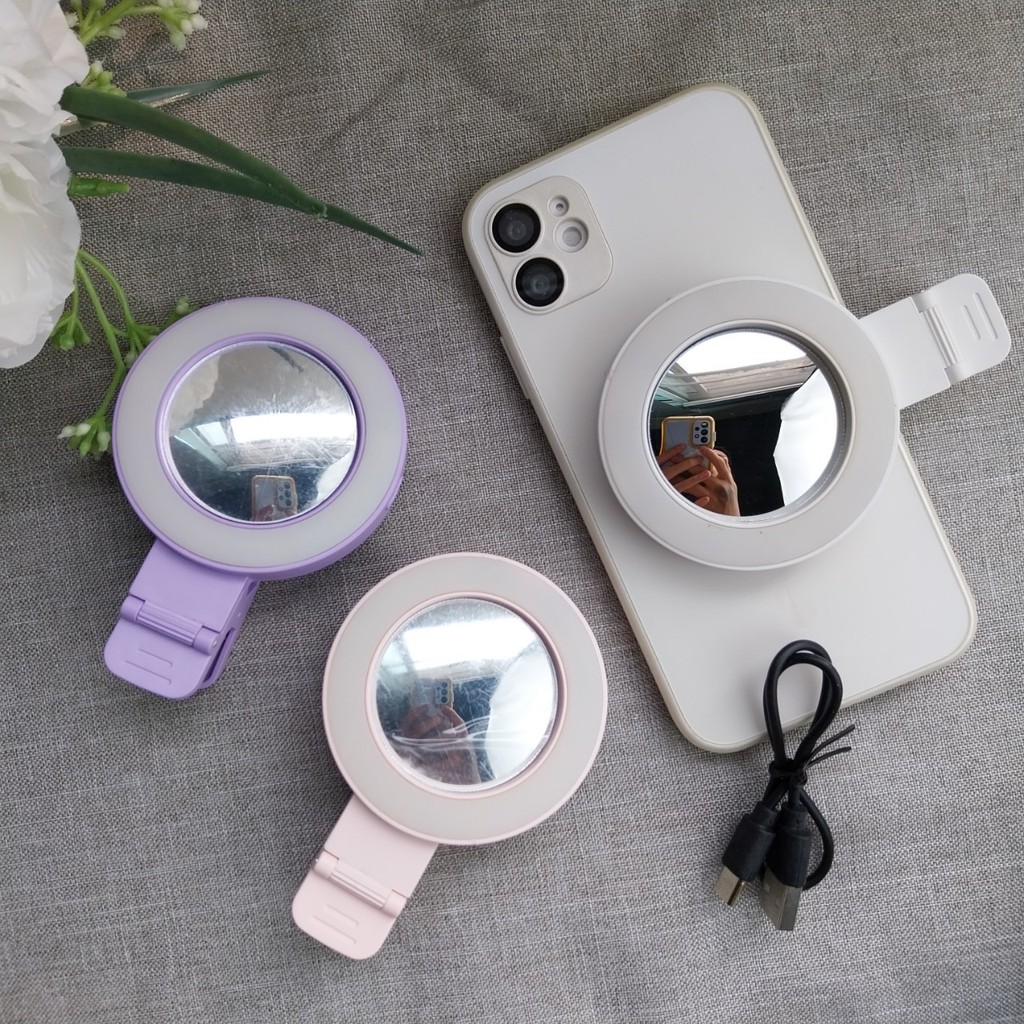 กระจกเซลฟี่ R06 มีไฟถึง 3 สี เปลี่ยนมูดโทนภาพให้สวยไปอีก สีสวยแสงสว่าง มีสายชาร์จในตัว [จัดส่งเร็วทันใจ]