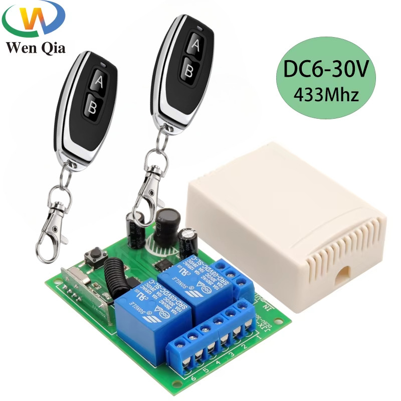 Universal รีโมทคอนโทรลไร้สาย 433 Mhz DC6V 12V 24V 2CH rf รีเลย์และ 4B เครื่องส่งสัญญาณสําหรับประตู/มอเตอร์/ไฟ/เครื่องใช้ในบ้าน/DIY