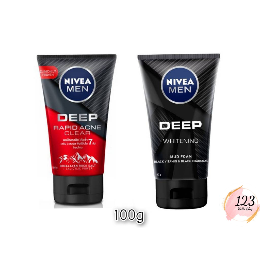 📍 (1หลอด) Nivea Men Deep Foam 100กรัม นีเวีย เมน โฟมล้างหน้า ✨