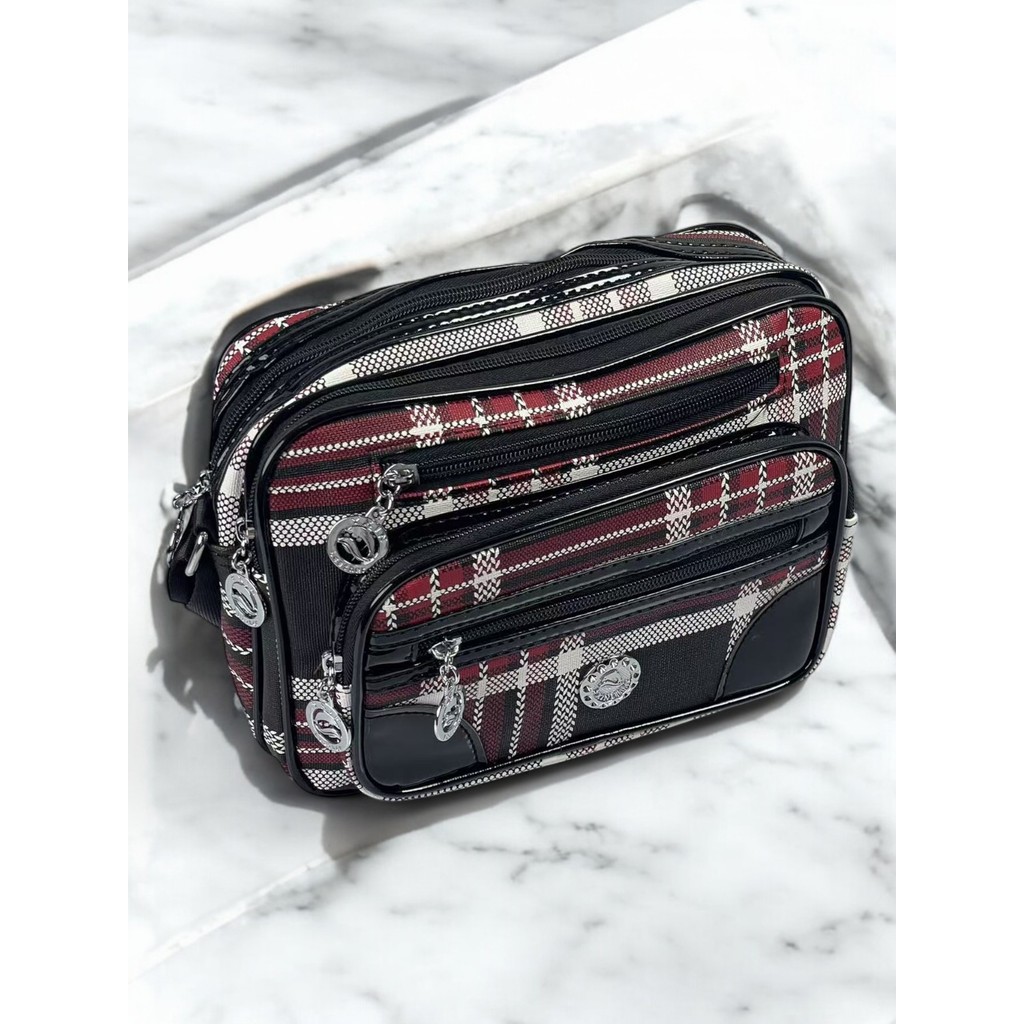 🚚สินค้าพร้อมส่ง🚚 กระเป๋าสะพายข้างผู้หญิง  กระเป๋าลายสก๊อต กระเป๋าสะพายข้างแฟชั่นขนาดใหญ่ ราคากันเอง