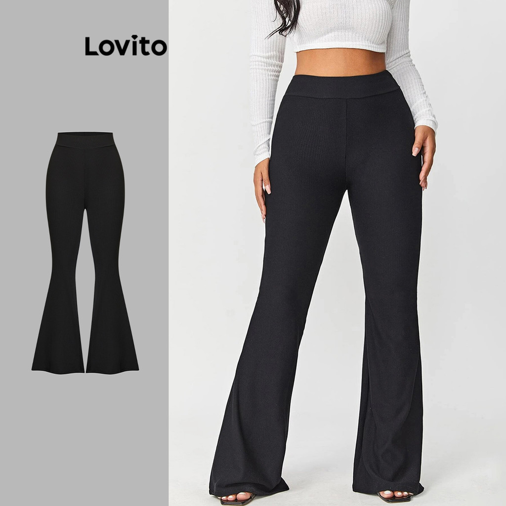 Lovito กางเกงธรรมดาเรียบหรูสำหรับผู้หญิง L99ED860