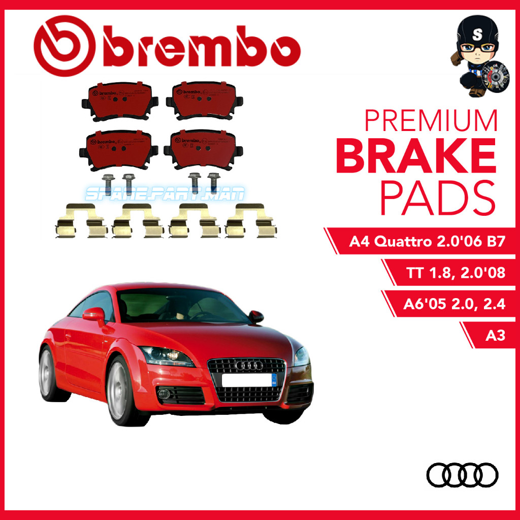 BREMBO NAO ผ้าเบรคหลัง AUDI A3, A4 Quattro 2.006 B7, A605 2.0, 2.4, TT 1.8, 2.008