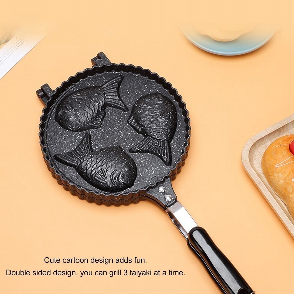 เครื่องทำวาฟเฟิลรูปปลา ปลาน่ารัก อลูมิเนียมชุดความร้อนสองด้าน Taiyaki  พิมพ์ขนมไทยากิ กระทะพิมพ์ลาย