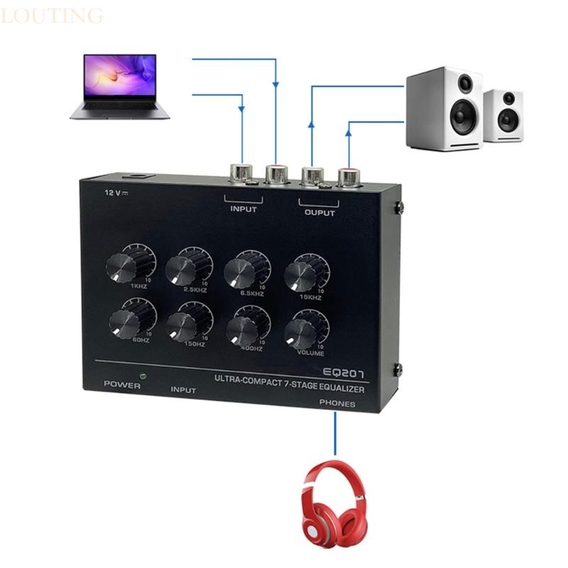 Louting โทรศัพท์ Preamp EQ207 7 Band Equalizers เสียง Modifiers DC12V อินพุต