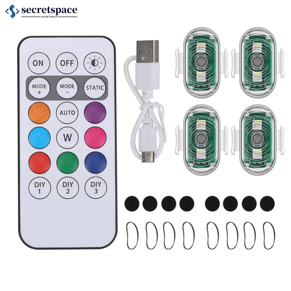 Secretspace รถจักรยานยนต์ LED Strobe Light แฟลชรีโมทคอนโทรลไร้สาย Anti-collision ไฟเตือนกันน้ํา A6U7