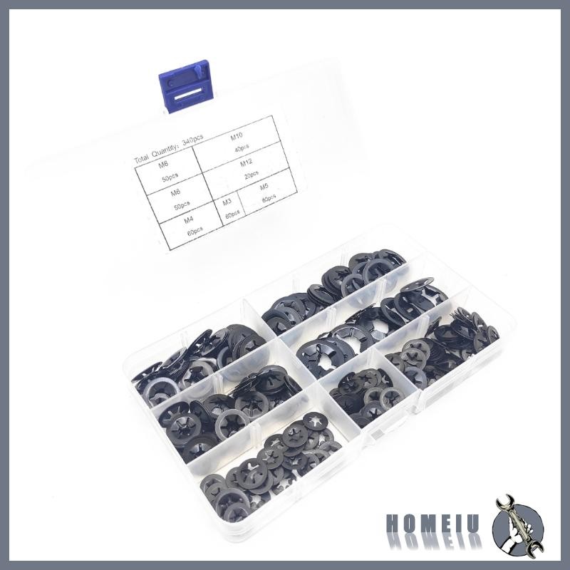 340pcs Internal Tooth Washers Push Speed Clip Washers Fasteners