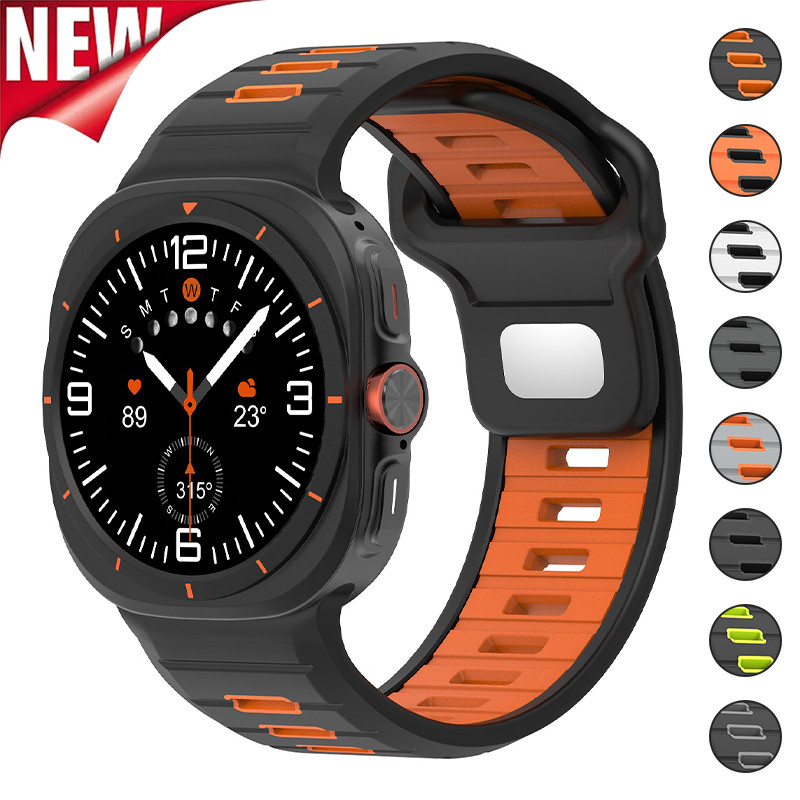 สองสีกีฬาสายรัดซิลิโคนสําหรับ Samsung Galaxy Watch Ultra 47 มม.สร้อยข้อมือสําหรับ Galaxy Watch 7 Ult