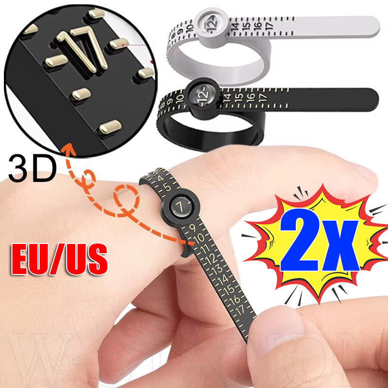 ไม้บรรทัดวัดแหวน Diy พร้อมแว่นขยาย - นิ้วม้วนแหวน Sizing เครื่องมือ - EU/UK/US ขนาด - ทนทาน แบบพกพา - สําหรับการวัดอุปกรณ์เครื่องประดับ