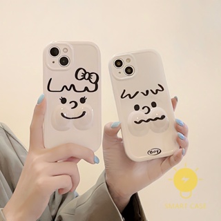 For เคสไอโฟน 14 Pro Max [3D Simple Couple Face Cute] เคส Phone Case For iPhone 14 Pro Max Plus 13 12 11 For เคสไอโฟน11 Ins Korean Style Retro Classic Couple Shockproof Protective TPU Cover Shell