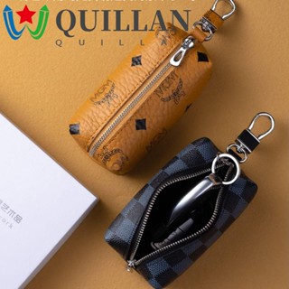 Quillan ปลอกกุญแจรถ แฟชั่น หนัง PU พวงกุญแจ เคสกุญแจรถยนต์ สําหรับผู้ชายและผู้หญิง กระเป๋าเก็บกุญแจ ซิป