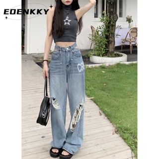 EOENKKY กางเกงขายาว กางเกงยีสน์ผู้หญิง ทรงหลวม ๆ ตรง Retro Hip Hop Pants 2023 NEW Style A27L0AH 35Z230901