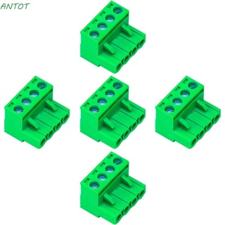 Antot ตัวเชื่อมต่อ ชนิดฟีนิกซ์ สกรู PCB 4 Pin เมาท์ PCB 4 ขั้ว พิทช์ 5.08 มม. สีเขียว อุปกรณ์สื่อสาร 5 ชิ้น