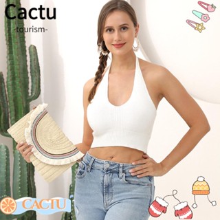 Cactu กระเป๋าสะพายไหล่ แบบสาน แต่งพู่ มีซิป จุของได้เยอะ สามารถปรับได้ เหมาะกับเดินชายหาด แฟชั่นสําหรับสตรี