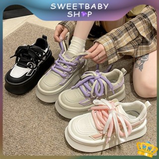 Sweetbaby💋ส่งเร็ว🚚รองเท้าลําลอง พื้นหนา สีขาว แฟชั่นฤดูใบไม้ร่วง สําหรับสตรี 2023