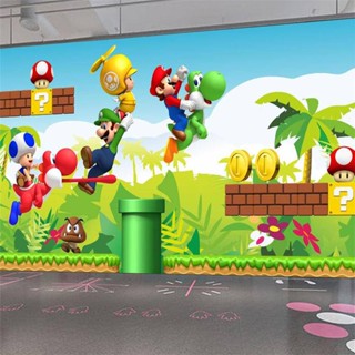 สติกเกอร์วอลล์เปเปอร์ ภาพวาดการ์ตูน Super Mario 3D สําหรับติดตกแต่งผนังห้องนอนเด็ก บ้าน