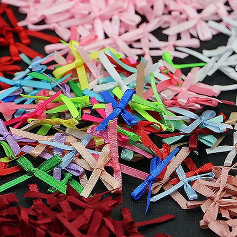 โบว์ ขนาดเล็ก 3 ซม. สําหรับทํากล่องของขวัญ แฮนด์เมด DIY 100 ชิ้น ต่อถุง