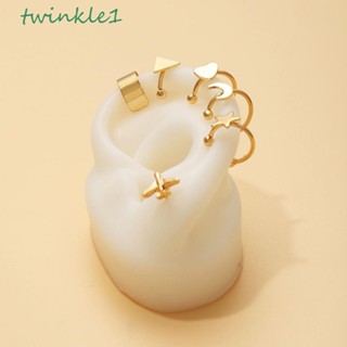 Twinkle1 ผู้หญิง ต่างหูคลิป บุคลิกภาพที่สง่างาม ผีเสื้อ ดวงจันทร์ ดาว คริสตัล คลิปบนต่างหู