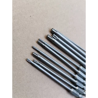 ไขควงหัวดาว Torx , Torx pin security torx แบบมีรู แบบตัน สำหรับใช้กับสว่าน เข้าที่แคบ ก้านยาวพิเศษ 100มม เหล็ก S2 ขาย...
