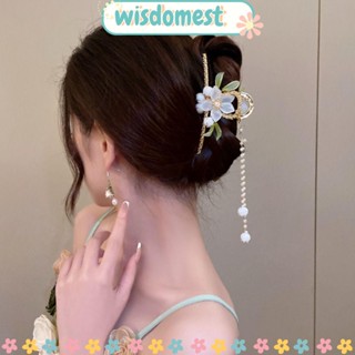 WISDOMEST กิ๊บติดผม โลหะ ประดับมุก ระฆังโมริ กล้วยไม้ หรูหรา สําหรับผู้หญิง