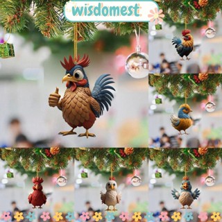 Wisdomest จี้อะคริลิค รูปสัตว์ ไก่ ของขวัญ สําหรับตกแต่งบ้าน รถยนต์ จี้รูปการ์ตูนไก่ สําหรับตกแต่งบ้าน ต้นคริสต์มาส