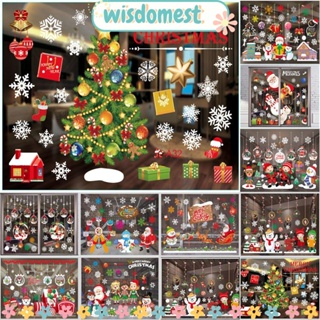 Wisdomest สติกเกอร์ ลายคริสต์มาส ลอกออกได้ สําหรับติดตกแต่งกระจก หน้าต่าง DIY