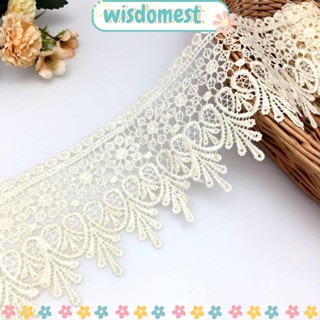 Wisdomest ขอบลูกไม้ ปักลายดอกไม้ สีเบจ 8.5 ซม. สําหรับตกแต่งบ้าน DIY