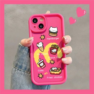 เคสโทรศัพท์มือถือ กันกระแทก ลายแฮมเบอร์เกอร์ kt Cat น่ารัก สําหรับ iPhone 11 12 13 14 15 pro max 11promax 14promax 15promax 13promax 7plus 8plus xr xsmax 14plus