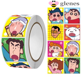 Glenes สติกเกอร์ฉลาก ลายการ์ตูนชินจัง กันน้ํา DIY สําหรับติดตกแต่งไดอารี่ ของขวัญ