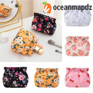 Oceanmapdz กระเป๋าเก็บเหรียญ พิมพ์ลายดอกไม้น่ารัก ปิดเองได้ สําหรับกลางแจ้ง