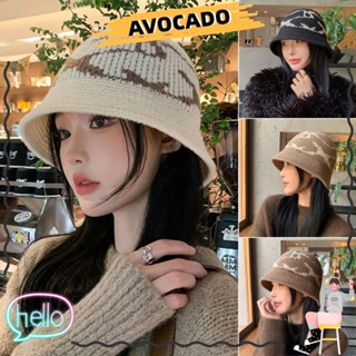 Avocarr หมวกบักเก็ตถักโครเชต์ แบบนิ่ม ลายหัวกะโหลก แฟชั่นฤดูใบไม้ร่วง ฤดูหนาว