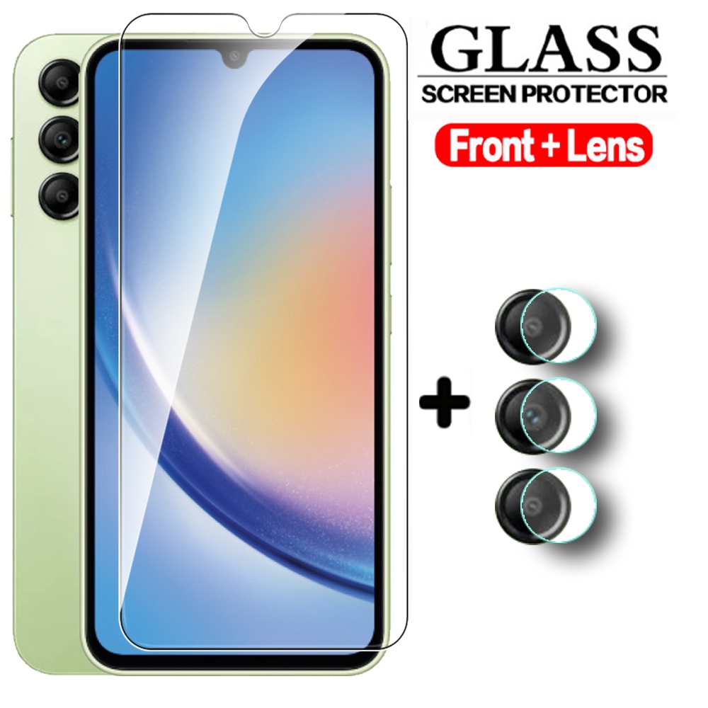 2in1 กระจกนิรภัยกันรอยหน้าจอ เลนส์กล้อง สําหรับ Samsung Galaxy A34 A54 A14 A04 A04s A04e A 34 54 14 5G 04s