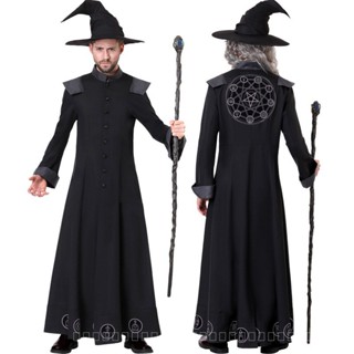 [0714]SHZW-COS-M Halloween Men Black Classic Magician Wizard Prophet Costume Demon Party Stage Costume Cosplay Comic  Gift  Animation  RKFY