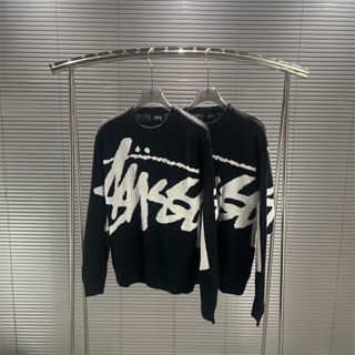 Stussy - เสื้อกันหนาว คอกลม พิมพ์ลายโลโก้ตัวอักษร ขนาดใหญ่