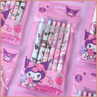 23 6 ชิ้น / เซต Sanrio Kuromi ปากกาเจล การ์ตูนคลิกบอล เครื่องเขียน สําหรับนักเรียน