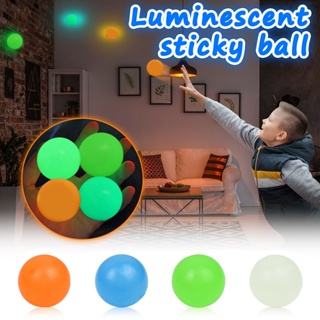【Free Goods Store】【4pcs】4.5cm Luminous Balls High Bounce Glowing Stress Ball Sticky Wall Home Party Decoration Kids Gift Anxiety Toy Glow In The Dark