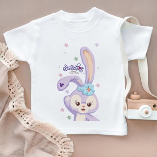 Stellalou เสื้อยืดลําลอง ผ้าฝ้าย แขนสั้น คอกลม พิมพ์ลาย Stitch สีขาว แฟชั่นฤดูร้อน สไตล์ฮาราจูกุ สําหรับเด็กผู้หญิง 2022