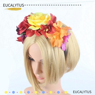 Eutus ที่คาดผม ผ้าโพลีเอสเตอร์ ลายดอกไม้ ดอกเบญจมาศ ดอกกุหลาบสีแดง ฮาโลวีน สีดํา สําหรับปาร์ตี้