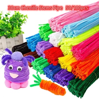  100 ชิ้น Chenille Stems Stick Cleaners / แฮนด์เมด ที่มีสีสัน Chenille Stems ท่อ / ของเล่นเพื่อการศึกษาสําหรับเด็ก Chenilla แมนนวล Idades Sticks / สีมาการอง Chenille Stems ท่อตุ๊กตาสติ๊ก /