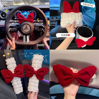 Puff Cute Automotive Headrest Lumbar Support Pillow Safety Belt Shoulder Pad Steering Wheel Cover Car Decoration Tissue Box Car Goddess cXag