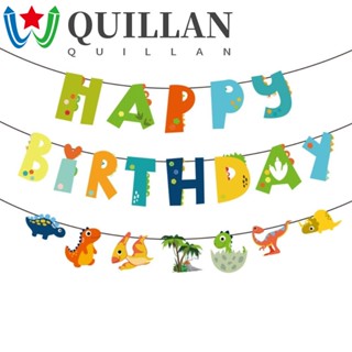 Quillan แบนเนอร์ ธีมไดโนเสาร์ป่า สีเขียว สําหรับตกแต่งปาร์ตี้ อาบน้ําเด็ก