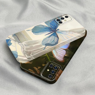 เคสโทรศัพท์มือถือ PC แข็ง ปิดด้านหลัง ลายดอกทานตะวัน ผีเสื้อ แวววาว สําหรับ Samsung Galaxy A51 M40S A52 A53 A13 A04S A12 A12s A11 A04 A02 A02S A03