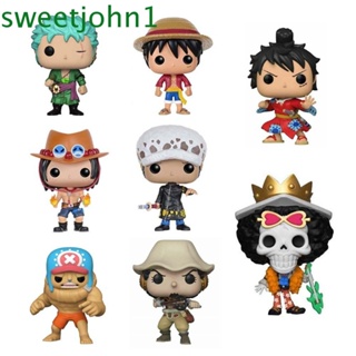 Sweetjohn โมเดลฟิกเกอร์ PVC อนิเมะ Monkey D Luffy Sanji Ace Roronoa Zoro Sabo Chopper ขนาด 9 ซม. ของเล่นสําหรับเด็ก