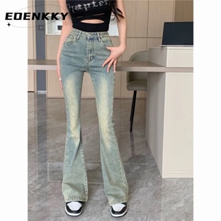 EOENKKY กางเกงขายาว กางเกงยีสน์ผู้หญิง ทรงหลวม ๆ ตรง Retro Hip Hop Pants 2023 NEW Style WNK23906FF 36Z230909