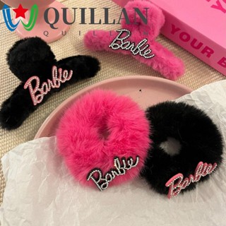 Quillan กิ๊บติดผมหางม้า รูปตุ๊กตาบาร์บี้ ฉลาม ประดับโบว์ พลอยเทียม สีชมพู สไตล์เกาหลี สตรีท สําหรับตุ๊กตาบาร์บี้